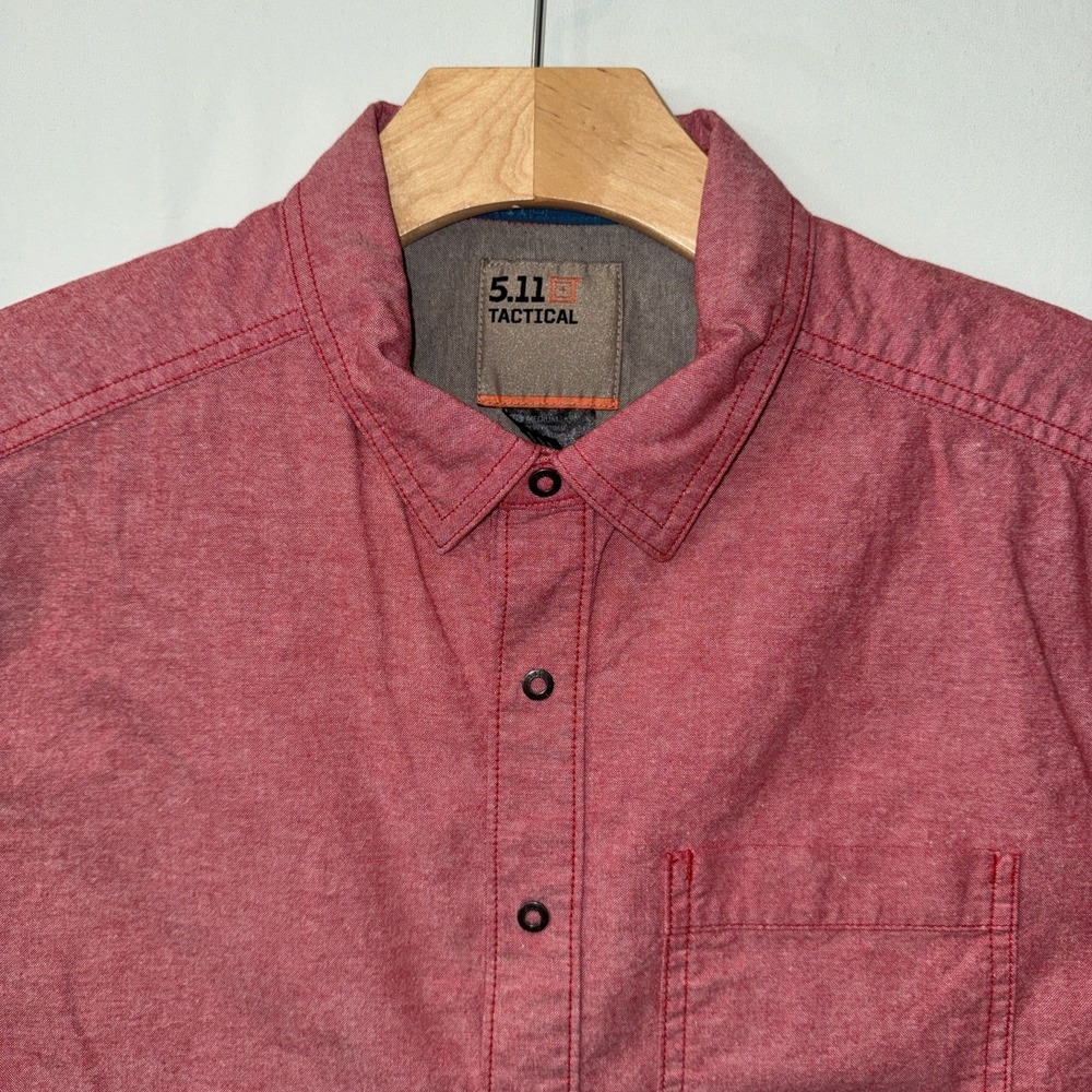 5.11 Tactical Shirt Men Med Ares Red Snap Up Short Sleeve Pocket Workwear NWOT
